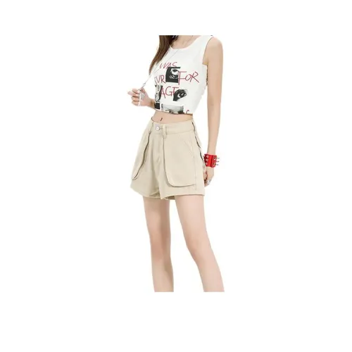 HELEH Denim Shorts Women's Creamy Apricot