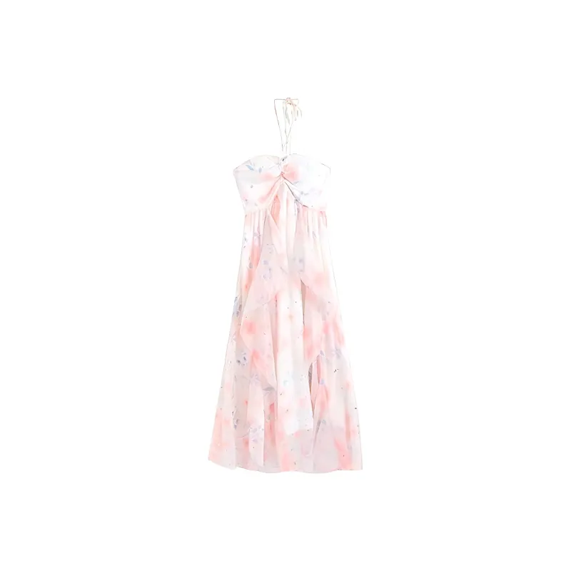 DOKZB Slip Dresses Women's Pink Floral-0
