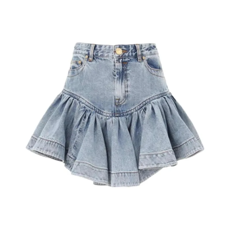Zimmermann Frilled Denim Mini Skirt-0