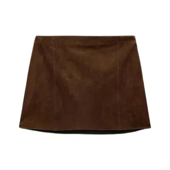 ZARA ZW Series Leather Short Skirts Women's Brown