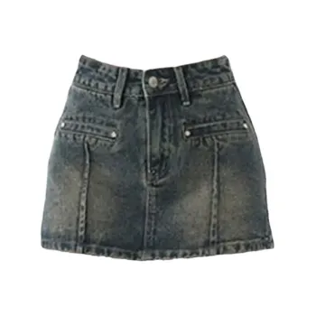 ETSE Denim Short Skirts Women's Vintage Blue