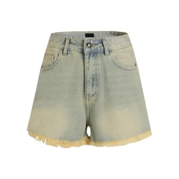 LIUREGALI Denim Shorts Women's Light Yellow