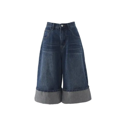 Poyz Denim Shorts Women's Blue Capri Pants