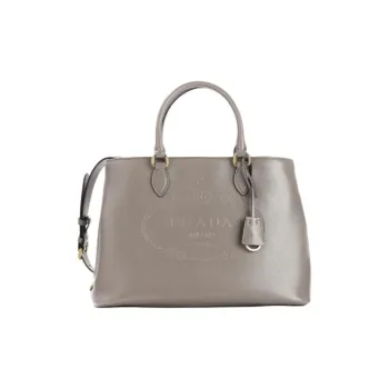 PRADA Calfskin Tote Bag, Shopping Bag, Shoulder Bag, Handbag Women's Gray