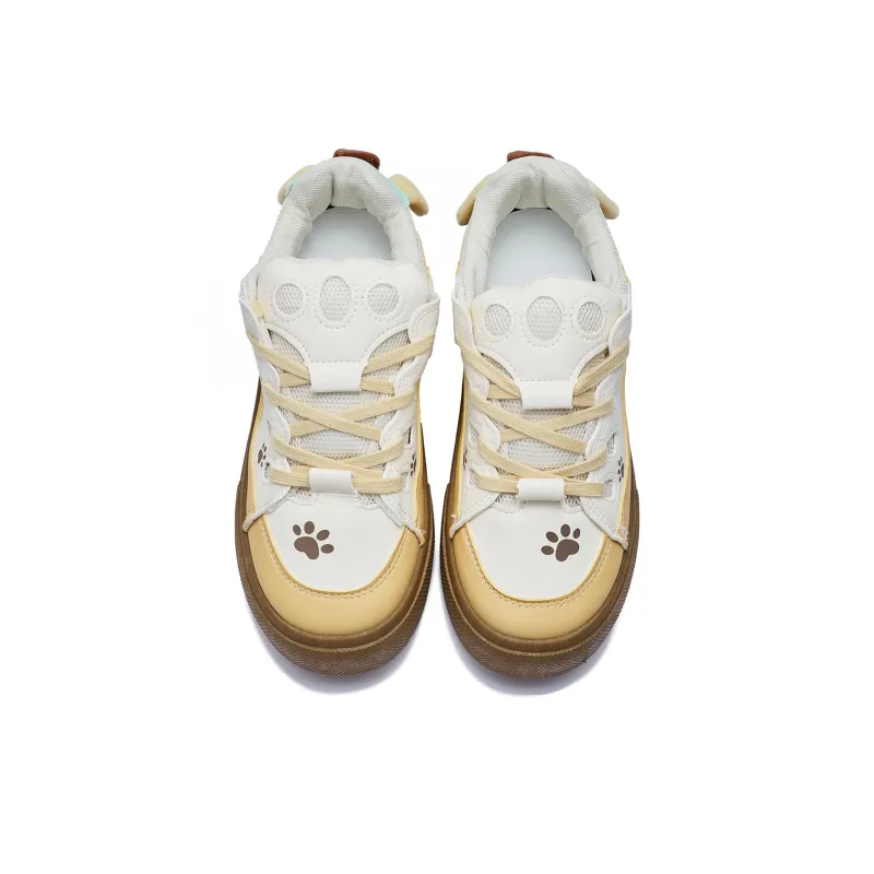 VKOI 1999 Abrasion Resistant, Lightweight, And Breathable Low Top Skateboard Shoes Women's Beige Yellow-2