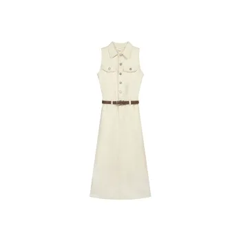 SNZX Sleeveless Dresses Women's Ecru