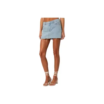 Edikted Jessie Denim Mini Skirt Denim Short Skirts Women's Light Blue