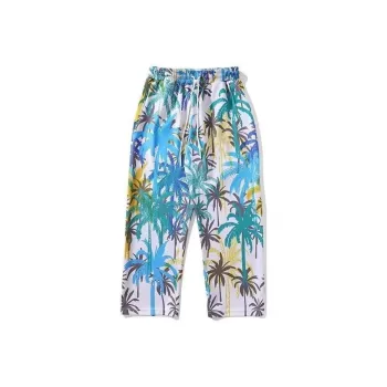MEIKE Casual Pants Unisex White Coconut Tree