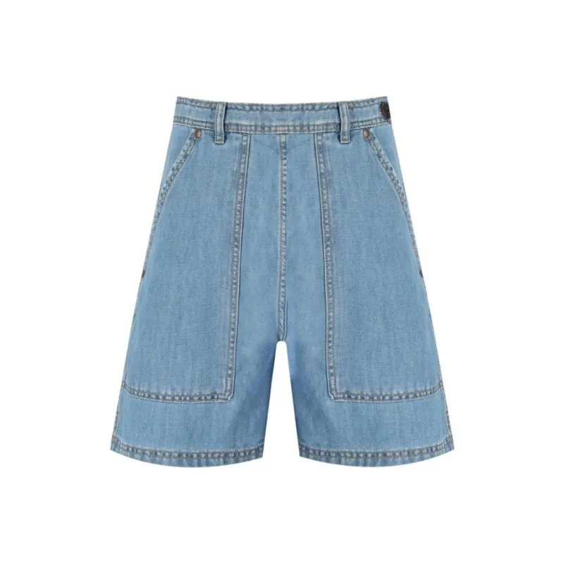 WEEKEND MaxMara Logo Patch Denim Shorts-0