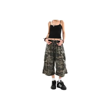 NEVER RULE Denim Shorts Unisex Army Green