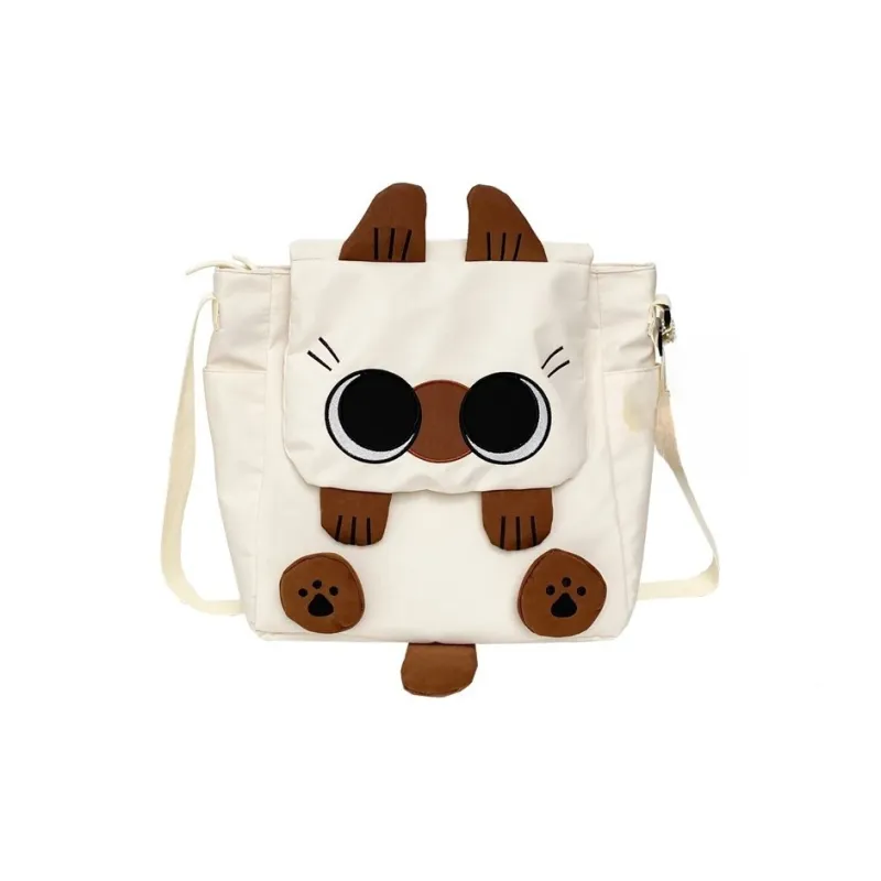 AIBAG Nylon Shoulder Bag Unisex White/Black/Khaki-0