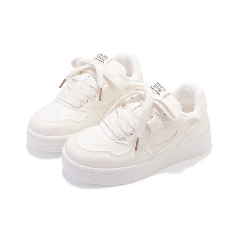 Miss Zhang Lightweight Height Increasing Low Top Skateboard Shoes Women's Beige-2