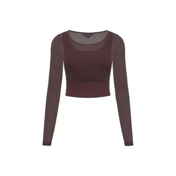URBAN REVIVO Workout Clothing Women's Dark Red Brown