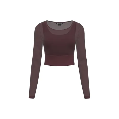URBAN REVIVO Workout Clothing Women's Dark Red Brown