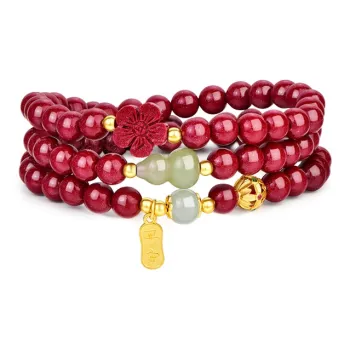 JINLIUFUJIXIANG Reconstructed Cinnabar Bracelets Women's