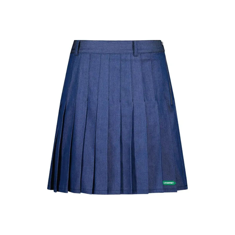 LE SONNET Denim Short Skirts Women's Blue-0