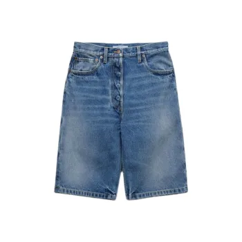 PRADA Logo Patch Denim Shorts