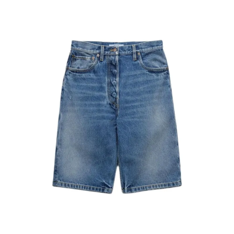 PRADA Logo Patch Denim Shorts-0