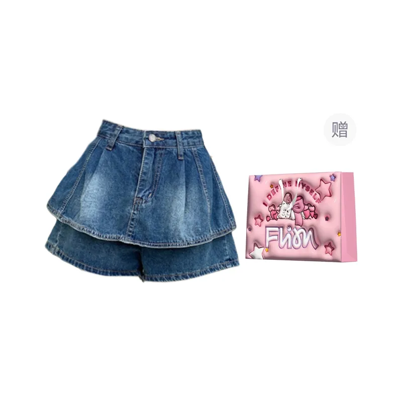 FLIM Denim Short Skirts Women's Blue-7