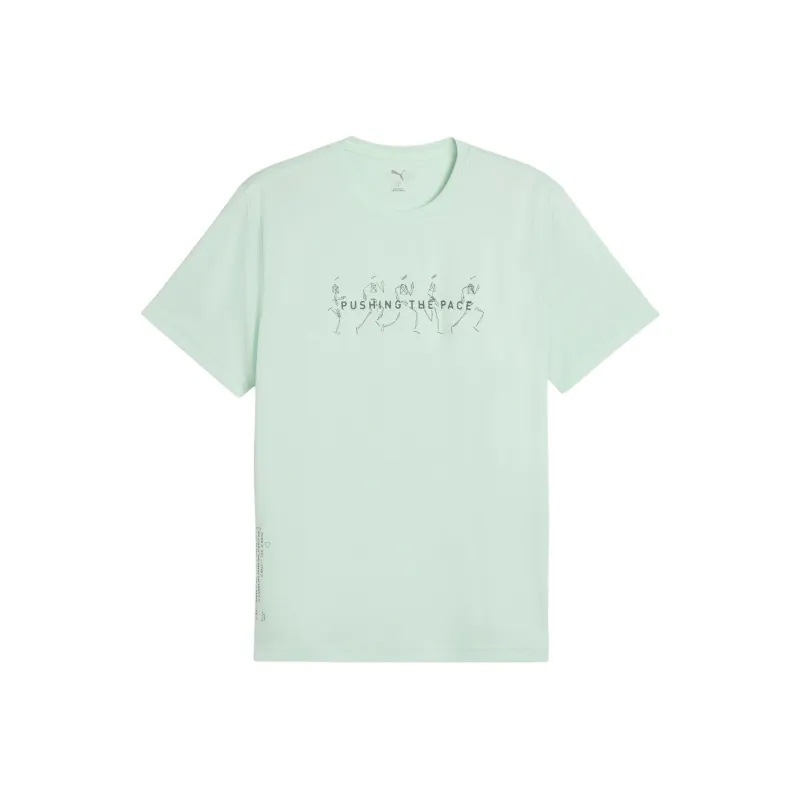 PUMA GRAPHICS RUNNING ILLUSTRATION PUSHING THE PACE T Shirt Men's Ice Blue-0