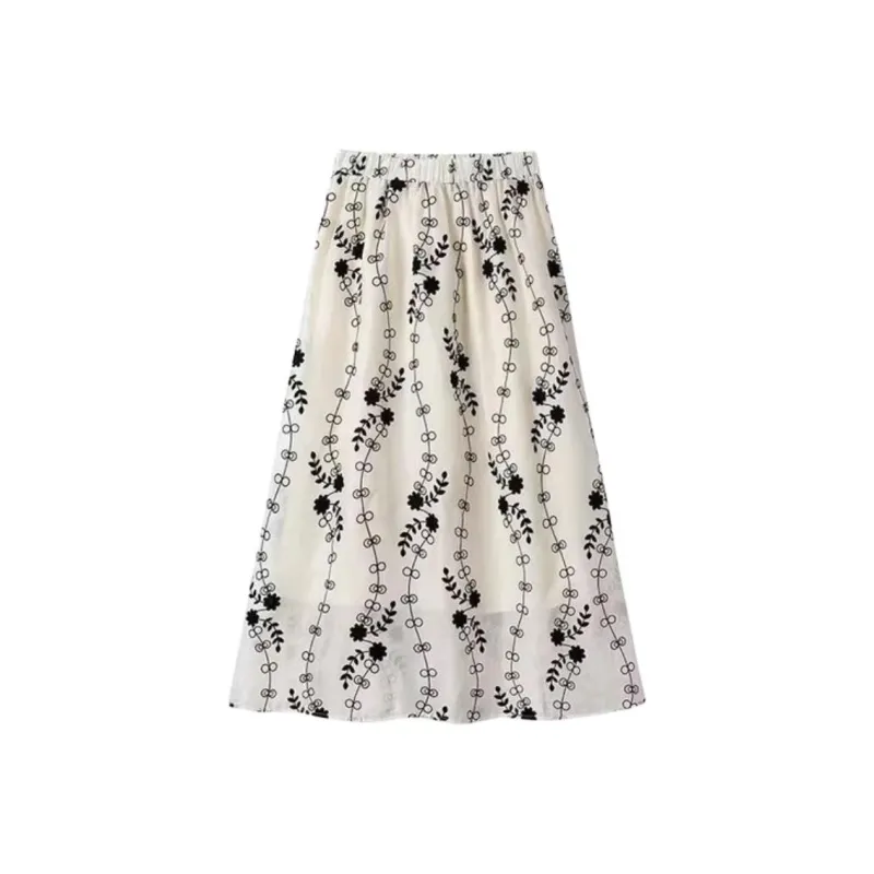 Taste The Color Casual Long Skirt Women's White-2