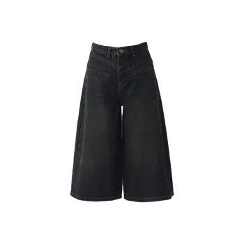 ZXZA Denim Shorts Women's Vintage Capri Pants