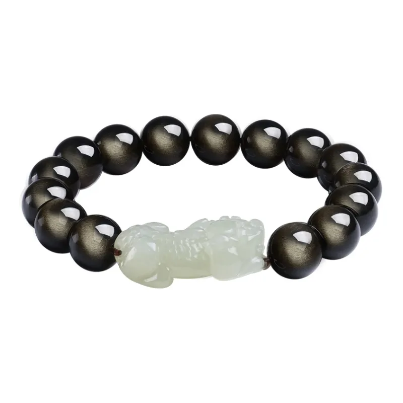 YINXIANGMOU Hetian Jade Bracelets Pale Greenish White Jade Unisex-6