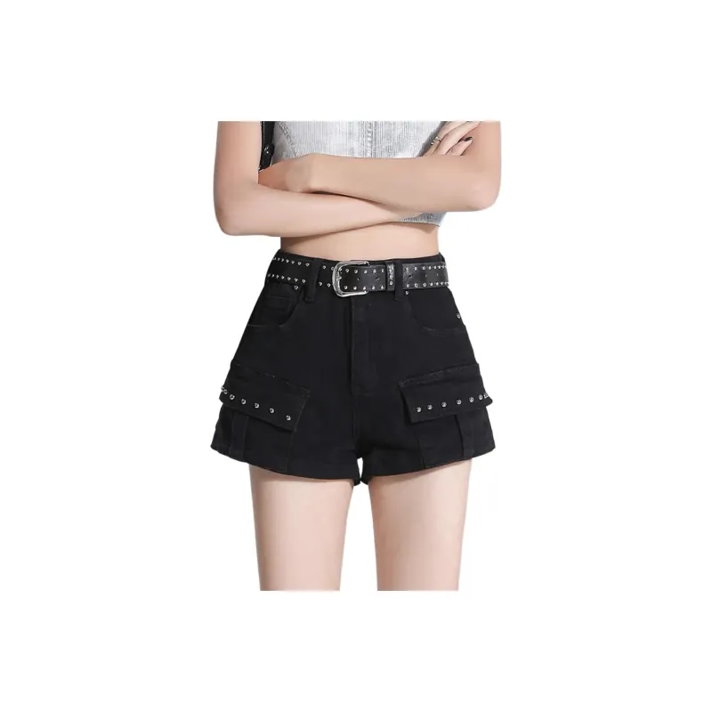 NHZN Denim Shorts Women's Black-0