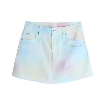 LALABOBO Denim Short Skirts Women's Light Blue White