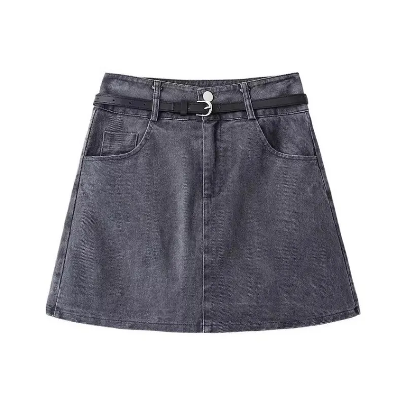POPO.INFO Denim Short Skirts Women's Premium Gray-0
