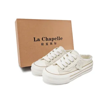 La Chapelle Rubber Sole Abrasion Resistant Closed Toe Slippers Women's Beige Brown
