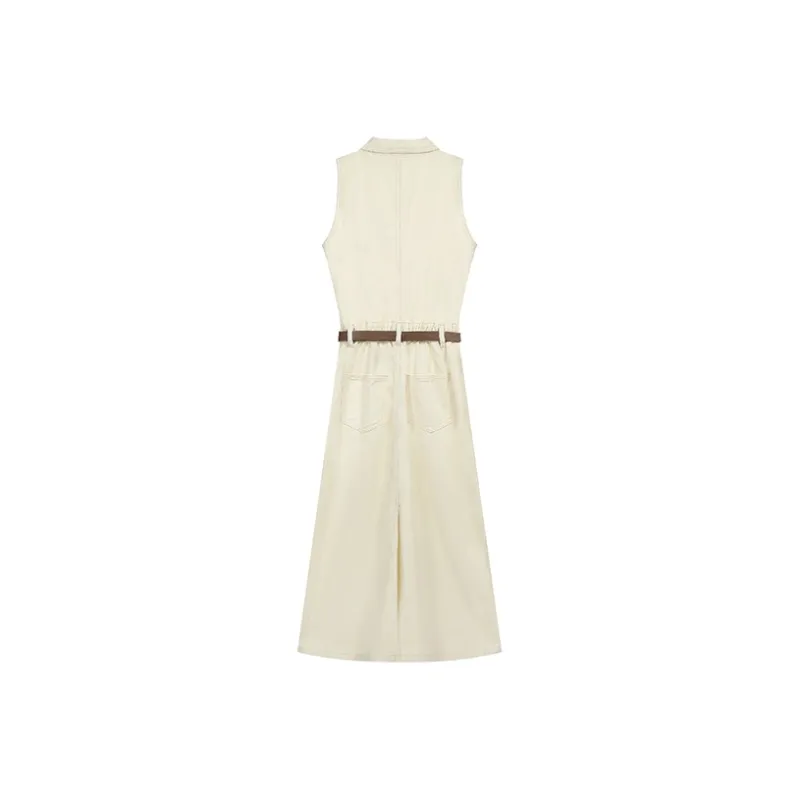 SNZX Sleeveless Dresses Women's Ecru-1