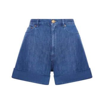 Valentino Logo Patch Denim Shorts
