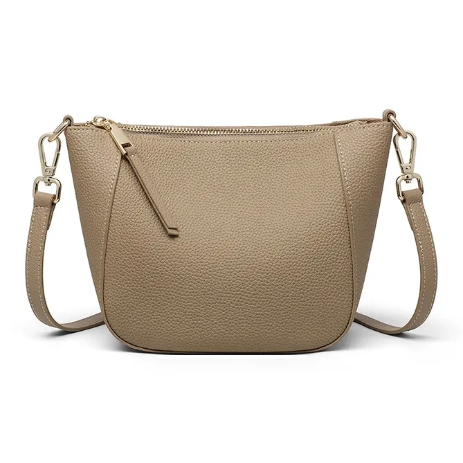 EBLAN Cow Leather Shoulder Bag, Crossbody Bag, Bucket Bag Regular Women's Elephant Gray-3