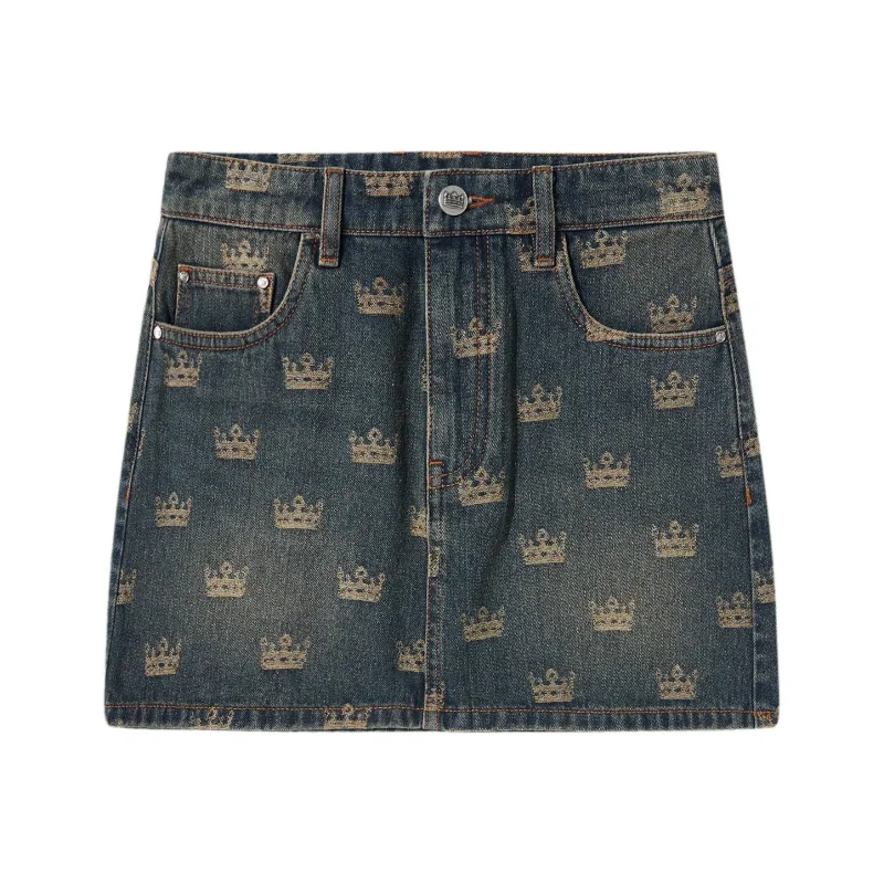 GF Ferré Denim Short Skirts Women's Blue Pattern-0