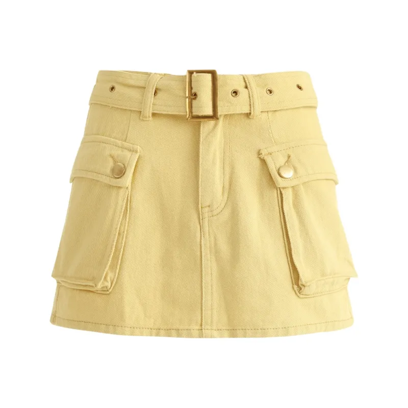 OROI Cargo Short Skirts Women's Egg Yellow-0
