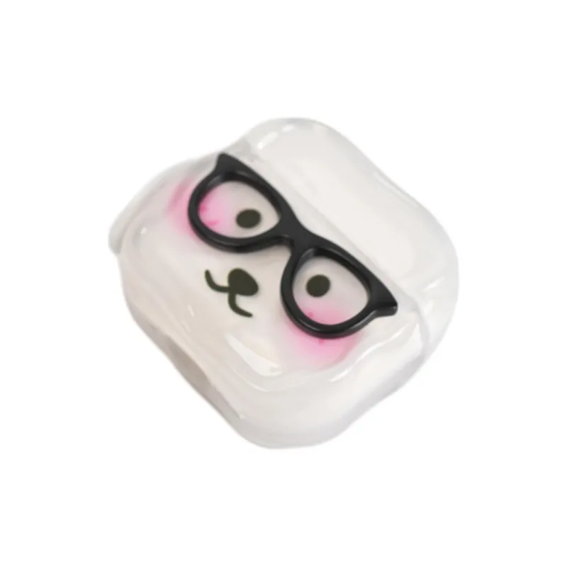 Wei Xin Apple AirPods 4/2/3/4th Generation/AirPods Pro/Pro 2 TPU Transparent 3D Effect Glass Bear Headphone Cases-4
