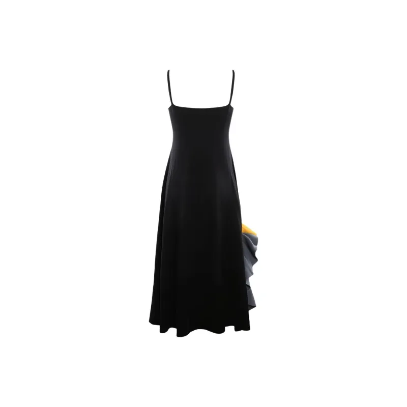 LOEWE Ruffle Knit Midi Dress 'Black'-1