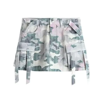 LALABOBO Denim Short Skirts Women's Camouflage Color Blocking