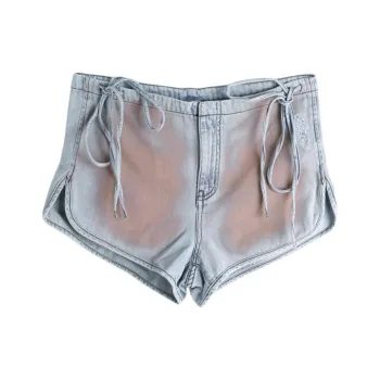 LALABOBO Denim Shorts Women's Light Blue White