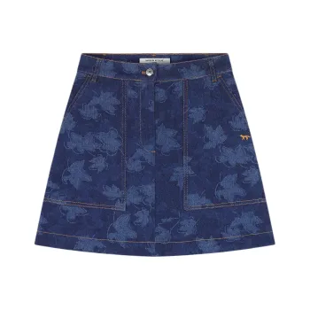 Maison Kitsune Falling Leaves Laser Print Mini Skirt