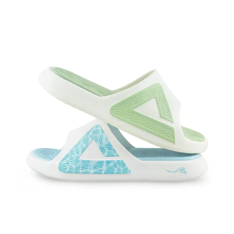 PEAK Tai Ji1.0 Quiet Slip Resistant Abrasion Resistant Slide Slippers Unisex Green Blue Mismatched-4