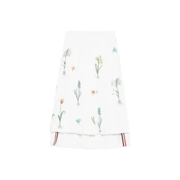 THOM BROWNE Floral embroidery Midi Skirt