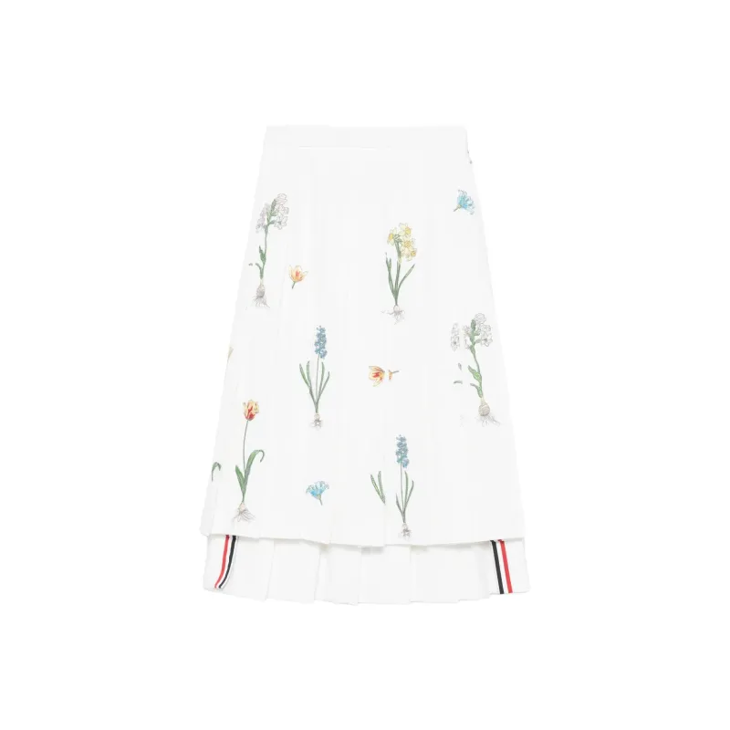 THOM BROWNE Floral embroidery Midi Skirt-0