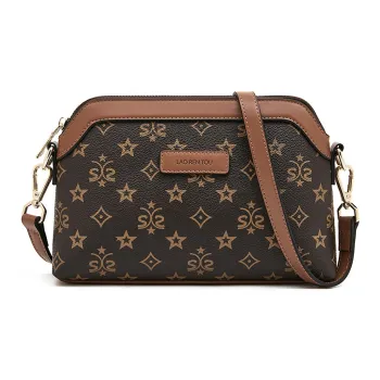 Old Man's Head Synthetic Leather Shoulder Bag, Crossbody Bag Women's Coffee