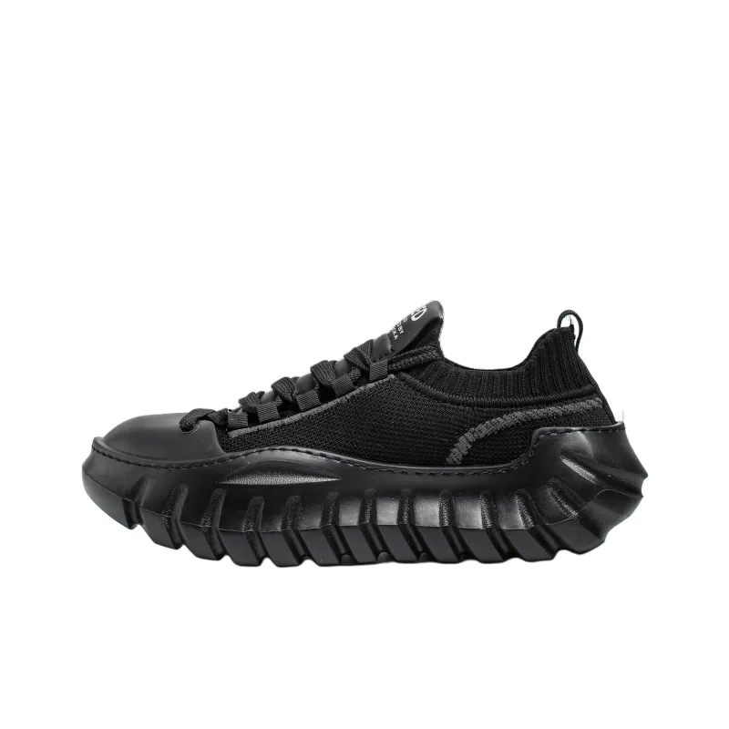 AMICNIEGD Breathable And Slip Resistant Low Top Chunky Sneakers Men's Black-0