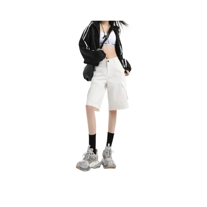 Wen Shan Denim Shorts Women's White-0