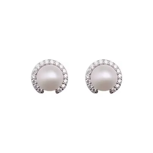 Old Qingyun Silver Building S990 Silver Stud Earrings Women's