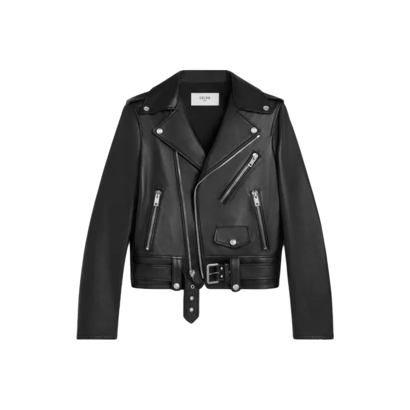 CELINE Leather Jacket Women's Black-0