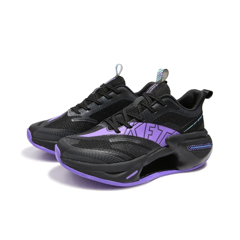 KFT Running Shoes Unisex Low Top Silver White/White Black/White Purple-15